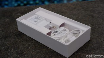 Aneka aksesori yang disertakan dalam paket penjualan. Ada earphone, kabel USB type C dan kepala charger. (Foto: detikINET/Adi Fida Rahman)