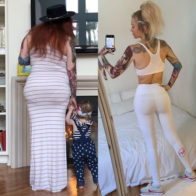 Kini bobot Jenna Jameson sudah jauh berkurang sejak disiplin menjalani diet keto, puasa, ditambah olahraga rutin. Ia mengatakan tubuhnya kini sudah mencapai berat ideal yakni 57 kilogram. Foto: Instagram/@jennacantlose