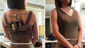 Perangkat yang dipasang di punggung penyiar televisi kadang bisa seperti ini. Foto: boredpanda