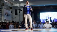 Di Sragen YES 2019, Sandi mengatakan bahwa ia senang bisa bertemu pemuda pemudi hebat yang terus berkarya di tengah keterbatasan.  Istimewa/Endah Dwi Ekowati.