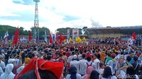 Dalam kempatan itu, Jokowi menjabarkan alasan dirinya memilih Maruf Amin sebagai cawapresnya. (Samsudhuha Widansyah/detikcom)