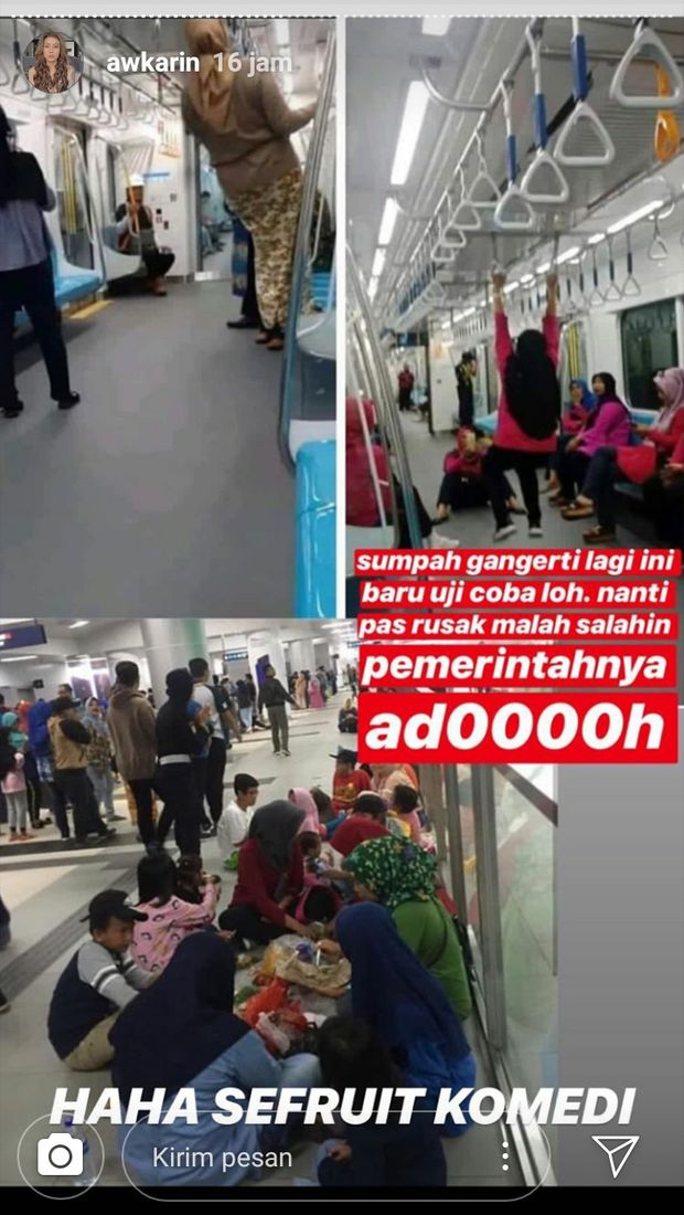 Awkarin Miris Lihat Tingkah Penumpang saat Coba MRT