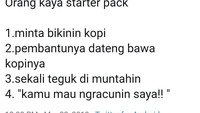 Nah netizen ini juga menyebutkan starter pack ala orang kaya dengan versi berbeda. Kalau ini sepertinya orang kaya yang penuh drama. Foto: twitter