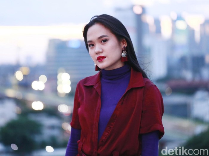 Sheryl Sheinafia saat berkunjung ke kantor detikcom.