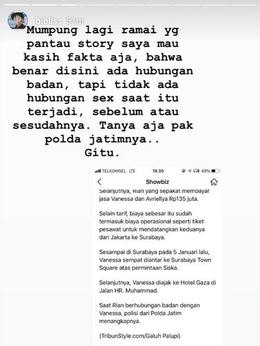 Klarifikasi Mantan Pacar soal Vanessa Angel Berhubungan Badan dengan Rian