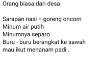 Sarapan ala orang desa ini tampak sederhana tapi malah terlihat menggoda. Menu sarapannya nasi dengan oncom goreng sebelum berangkat ke sawah.  Foto: twitter
