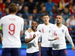 Ini jadi kemenangan telak kedua secara beruntun yang dibukukan Inggris. Di laga sebelumnya, mereka menang 5-0 atas Republik Ceko. Foto: Carl Recine/Action Images via Reuters