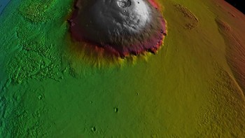 Selain itu, lempeng di Mars tidak bergerak seperti di Bumi sehingga lava dari titik panas hanya berpusat di satu gunung berapi saja. (Foto: NASA)