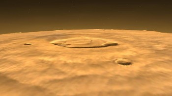  Aliran lava di Mars yang lebih panjang, diperkirakan karena tingkat erupsi yang lebih tinggi serta gravitasi yang lebih rendah, menjadi alasan mengapa gunung api di sana sangat besar. (Foto: NASA)