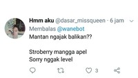Intro jawabannya panjang banget ini. Sampai semua buah di toko disebutkan tapi intinya simpel. Coba yang masih sayang bisa dicoba jawaban seperti ini. Foto: twitter
