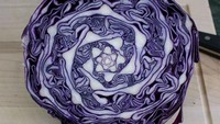 Dari luar kubis ungu ini punya tampilan yang normal dan tidak ada yang spesial. Tapi setelah dibelah, bagian dalam kubis memiliki motif yang unik dan indah. Foto: Istimewa
