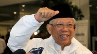Calon wakil presiden nomor urut 01 KH Maruf Amin tiba di Hotel Shangri-La, Jakarta, Sabtu (30/3/2019).