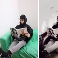 Seperti foto yang menunjukkan ia duduk di kursi pesawat jet mewah, postingan tersebut mendapat 1.000 like hanya dalam waktu tujuh detik. Padahal kenyataannya dia hanya duduk di sofa berselimut kain hijau. Sementara penampakan kabin pesawat jet di belakangnya hanyalah rekayasa foto. Foto: Instagram/@tbhbyron