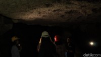  Faktanya, dahulu gua itu ada di bawah laut. Bisa dilihat dari fosil terumbu karang di dinding gua (Randy/detikcom)
