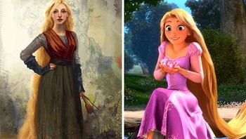 Rapunzel (Tangled) 2010, dibuat oleh Claire Keane ilustrator yang bekerja di Disney Animasi Studio. Pada tahun 2006 Keane dipercaya untuk membuat gambar Rapunzel. Konsep gambarnya pun terinspirasi dari seorang pelukis William-Adolphe Bouguereau, dalam lukisannya ia kerap menggunakan tema-tema mitologis yang realistis dan menonjolkan tubuh perempuan dalam karyanya. (Foto: Boredpanda)