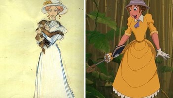 Jane Porter dalam film Tarzan (1999), gambar awal Jane Porter dibuat oleh ilustrator ken Duncan dan Glen Keane. Karakteristik dan tingkah laku Jane dalam film Tarzan, para ilustrator ini  terinspirasi dari pengisi suara Jane yakni Minnie Driver. (Foto: Boredpanda)