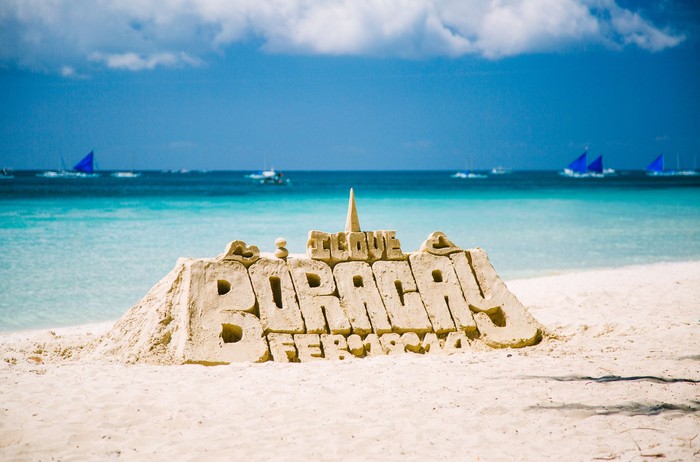 Castle made of sand. Image taken on the Boracay island - white beach. Philippines