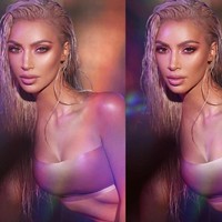 Di foto yg diposting Kim Kardashian di sebelah kiri, matanya terlihat lebih coklat, hidungnya pun lebih kecil. Namun foto yang diposting oleh makeup artistnya menunjukkan hal berbeda. Foto: Dok. Instagram @kimkardashian