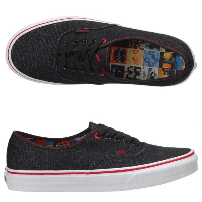 Jauh sebelum film Bohemian Rhapsody dirilis, Vans sudah merilis sneakers bertema band yang digawangi Freddie Mercury dan Brian May itu pada 2010. Uniknya, bagian dalam sepatu dihiasi gambar-gambar muka seluruh album Queen. (Foto: Ist.)