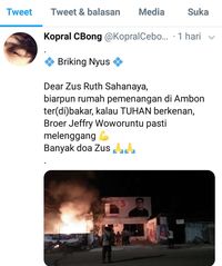 Foto rumah pemenangan Jeffrey yang dikabarkan terbakar. 