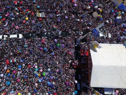 Suasana kampanye Prabowo di Kota Padang.