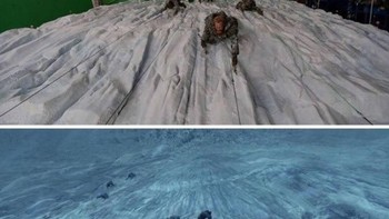 Adegan lainnya di Game of Thrones, saat bergelantungan memanjat tebing salju. Foto: via Trend Chaser