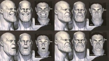 Proses perekaman berbagai ekspresi Thanos di film Infinity War. Foto: via Trend Chaser