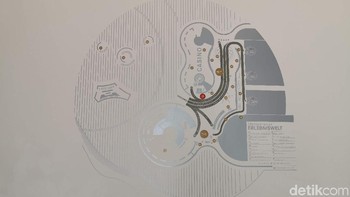 Setiap bentuk di bangunan gedung ini adalah identitas Leica. Bentuk-bentuknya dibuat menyerupai kamera dan produk Leica. Ini adalah denah gedung di kompleks Leitz Park. Foto: Rachmatunnisa/detikINET