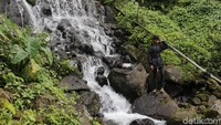 Selain wisata kolam, traveler juga akan dibuat betah dengan rindangnya pepohonan dan indahnya air terjun (Yudha Maulana/detikcom)