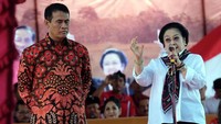 Mega turut didampingi didampingi Menteri Pertanian Amran Sulaiman dan Sekjen PDIP Hasto Kristiyanto. Pool/PDIP.