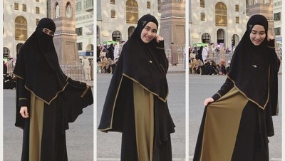 Gaya Ayu Ting Ting Pakai Hijab hingga Cadar Saat Umrah