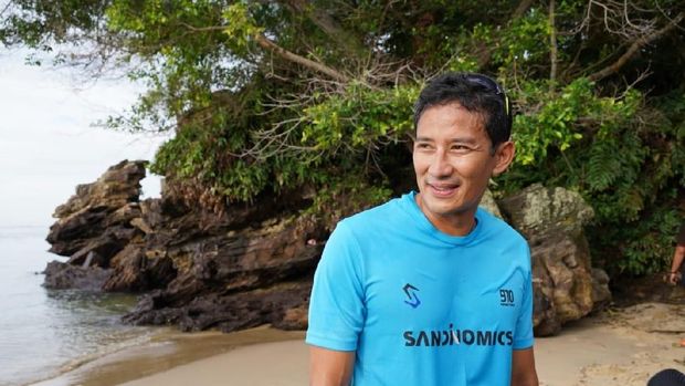 Kampanye di Balikpapan, Sandi Awali Hari dengan Olahraga di Pantai Kemala