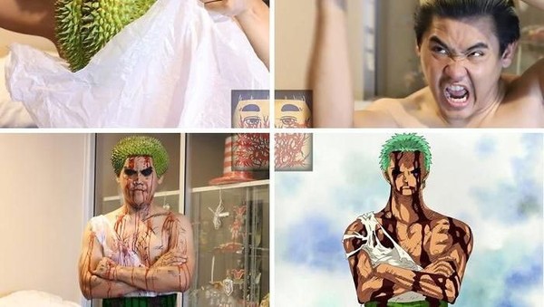 Pria Thailand Ini Buat Cosplay Hemat Berbahan Roti hingga Durian