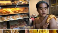 Cha merupakan pemilik akun Lowcost Cosplay yang punya banyak penggemar di dunia maya. Ini aksinya memanfaatkan croissant hingga menyerupai karakter Super Saiyan Goku. Foto: Istimewa