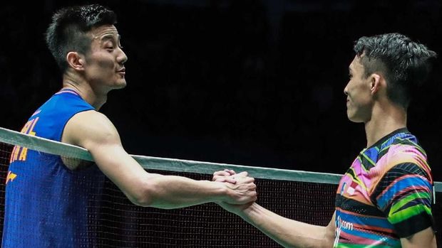 Jonatan Christie kalah dari Chen Long di semifinal Malaysia Terbuka 2019. (