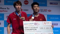 Ganda putra Li Junhui/Liu Yuchen meraih juara setelah mengalahkan Takeshi Kamura/Keigo Sonoda dengan skor 21-12, 21-17. Sementara di sektor ganda campuran, China juga meraih gelar lewat Zheng Siwei/Huang Yaqiong. Sadiq Asyraf/AFP.