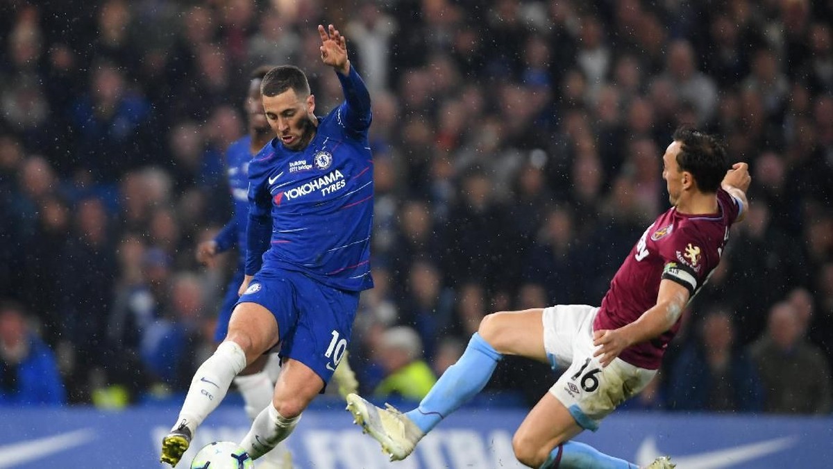 Eden Hazard mencetak dua gol ke gawang West Ham United. (Foto: Mike Hewitt/Getty Images)