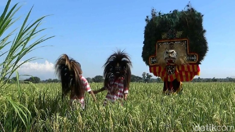 Di Ponorogo Ada Pertunjukan Reog di Tengah Sawah Lho