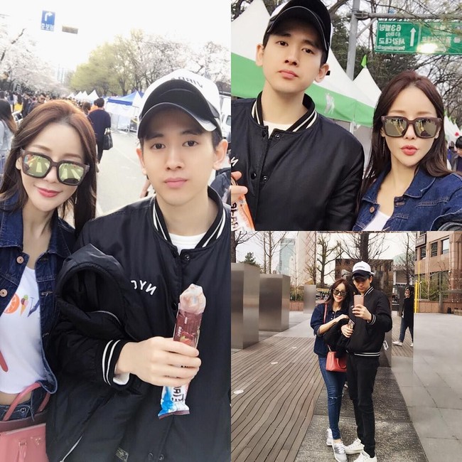 Berbeda 17 tahun dari suaminya, Mina tentu terlihat lebih tua. Mina dan Ryu Phillip pun sering terlihat seperti adik-kakak. Meski begitu, penampilan cantik dan muda Mina bisa mengimbangi Phillip. Foto: Instagram @minakorea