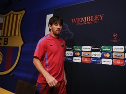 Lionel Messi belum genap 24 tahun dalam laga yang berlangsung di Stadion Wembley. (Foto: Laurence Griffiths/Getty Images)