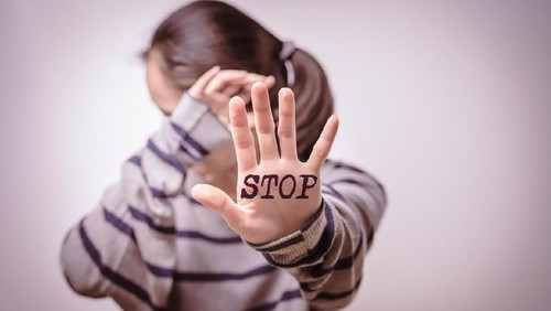 Stop violence against women, Human rights day, freedom concept, alone, sadness, emotional.