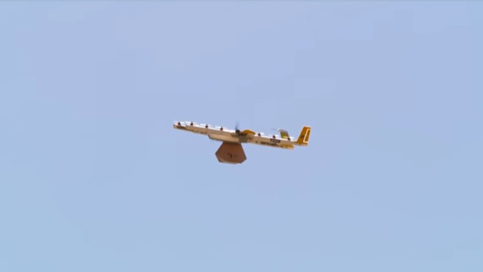 Drone pengantar barang dari Google. (Foto: Dok. YouTube) Drone pengantar barang dari Google. (Foto: Dok. YouTube)