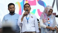 Founder KAHMIPreneur, Kamrussamad membuka acara Indonesia YES 2019 di Jakarta yang diselenggarakan di Istora Senayan, Jakarta.