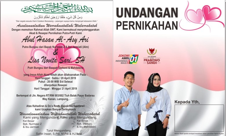 Pendukung Jokowi dan Prabowo Nikah, Undangannya Pose 01-02 Pendukung Jokowi dan Prabowo Nikah, Undangannya Pose 01-02