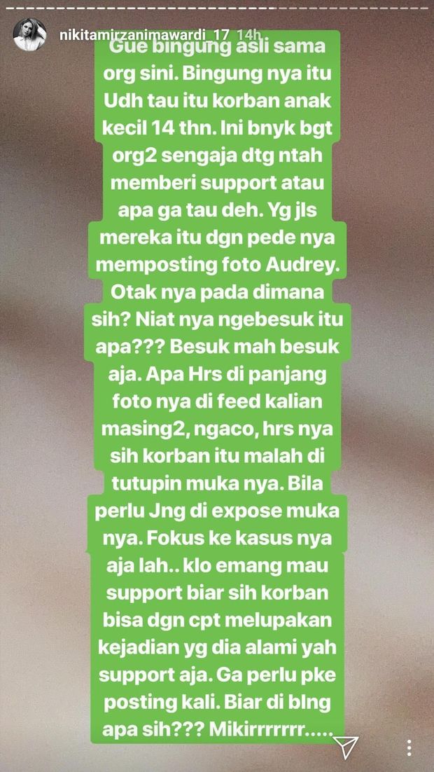 Nikita Mirzani Geram Wajah Audrey Kini Tersebar Luas
