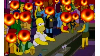 Membuka media sosial hari ini begitu banyak pembahasan soal lubang hitam. Homer Simpson pun ada. Foto: istimewa