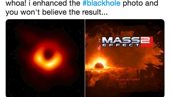 Setelah diperbaiki, foto lubang hitam ternyata mirip dengan yang ada di cover game Mass Effect. Foto: istimewa