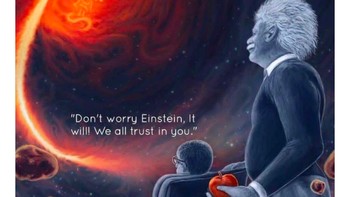 Netizen ini memberi penghormatan pada Albert Einstein dan Stephen Hawking yang telah memberi banyak ilmu soal lubang hitam. Foto: istimewa