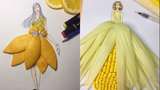 Seniman Asal China Ini Rancang Gaun Keren dari Sayuran dan Buah