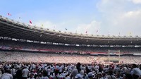 Mereka berkumpul di SU GBK dalam rangka Konvensi Akbar Rakyat Konser Putih Bersatu yang merupakan ajang kampanye akbar dari pasangan calon Presiden dan Wakil Presiden Republik Indonesia Joko Widodo dan Maaruf Amin.  Foto: Dyah Paramita Saraswati